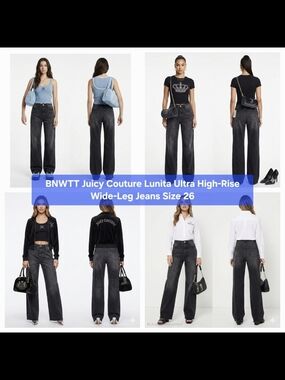 BNWTT Juicy Couture Lunita Ultra High-Rise Wide-Leg Jeans Size 24-25